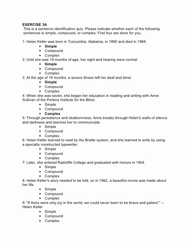 Compound Sentences Worksheet with Answers Luxury Simple Pound and Plex Sentences Worksheet with