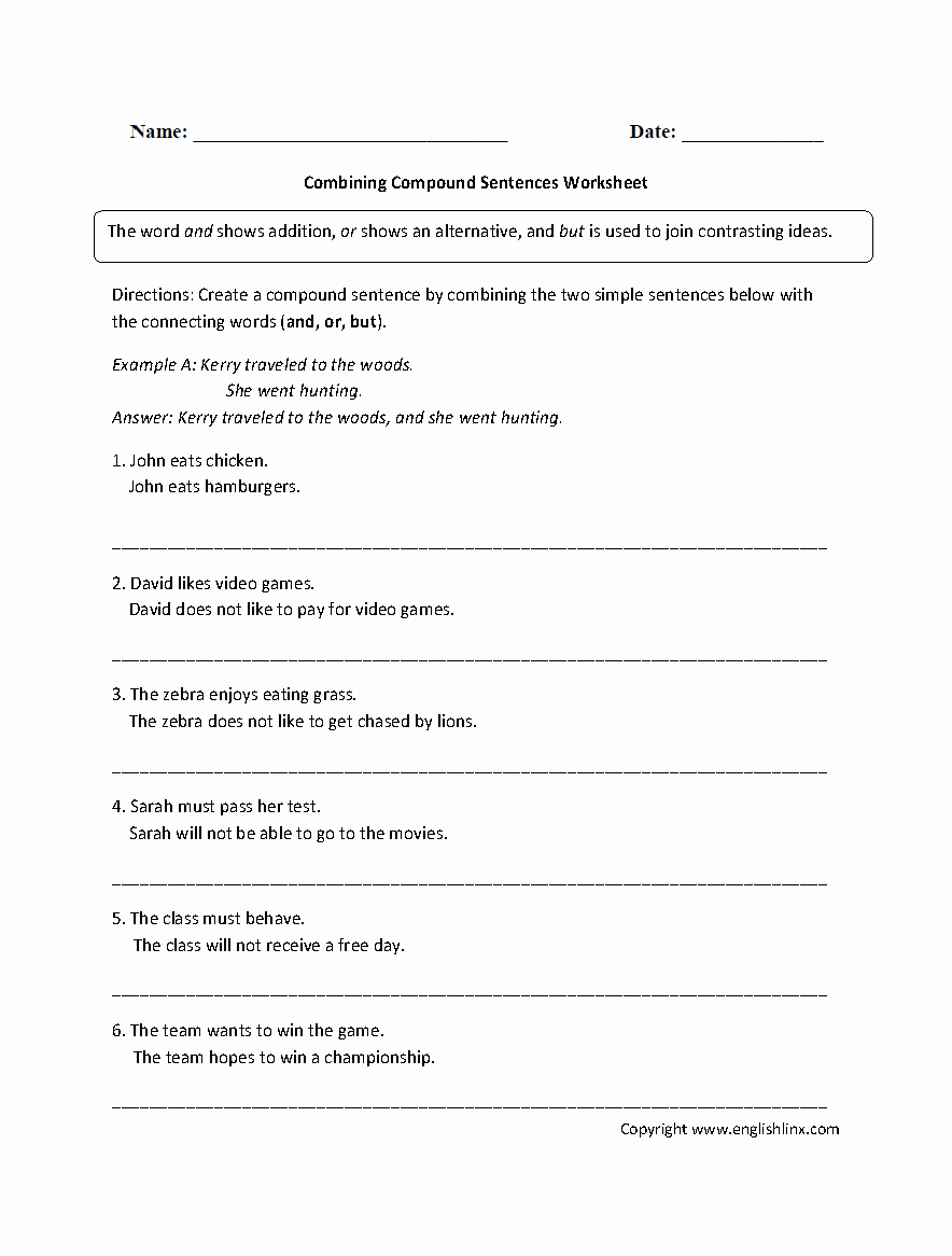 50 Compound Sentences Worksheet With Answers Chessmuseum Template Library