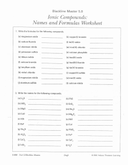 Compounds Names and formulas Worksheet Elegant Review Worksheet 1 Chemical Names &amp; formulas