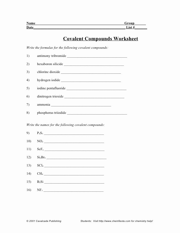 Compounds Names and formulas Worksheet Lovely Worksheet Writing Covalent Pounds