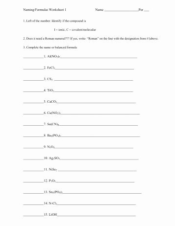 Compounds Names and formulas Worksheet Luxury Pound Names and formulas Worksheet Three Imsa