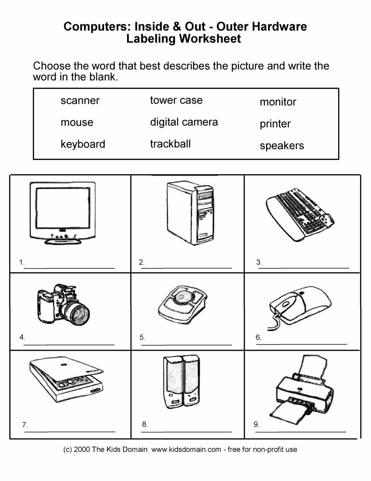 Computer Basics Worksheet Answer Key Beautiful Puter Worksheet for Grade 1
