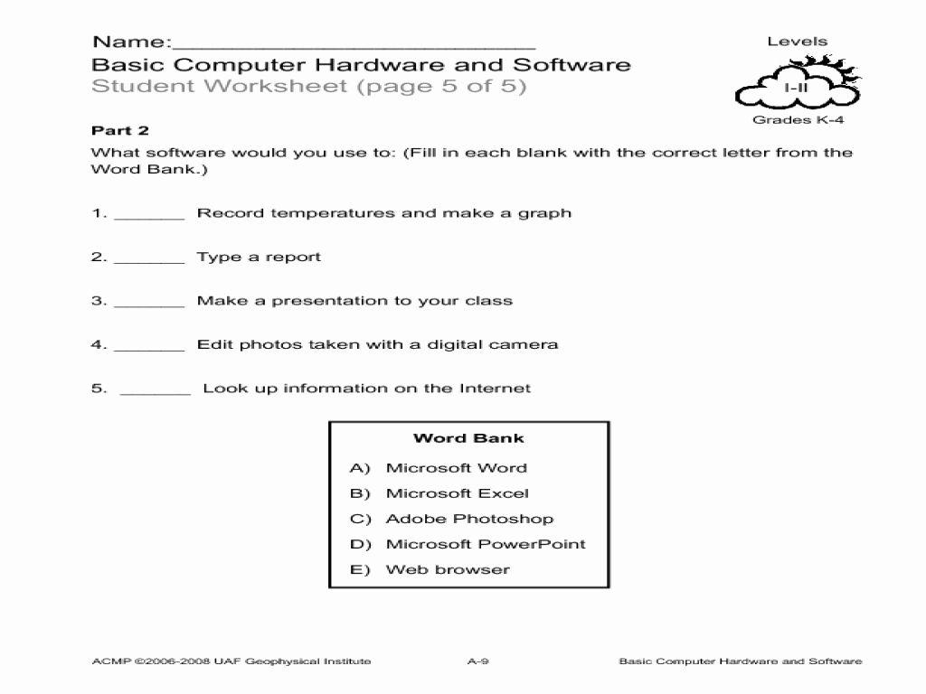 Computer Basics Worksheet Answer Key Elegant Hardware the Inside Labeling Worksheet Answers