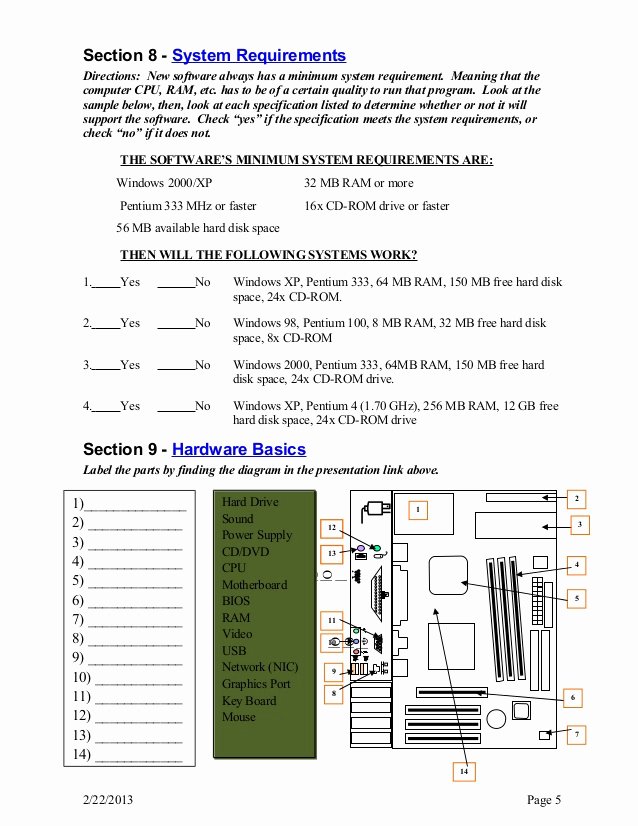 50 Computer Basics Worksheet Answer Key