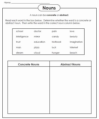 Concrete and Abstract Nouns Worksheet Lovely Check Out Our New Abstract Noun Worksheets