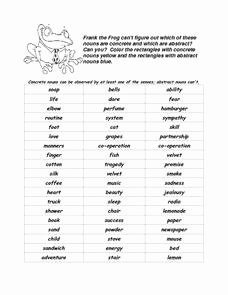 Concrete and Abstract Nouns Worksheet Luxury Concrete and Abstract Nouns Coloring 5th 7th Grade