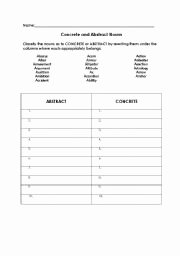 Concrete and Abstract Nouns Worksheet New Abstract Nouns Worksheets