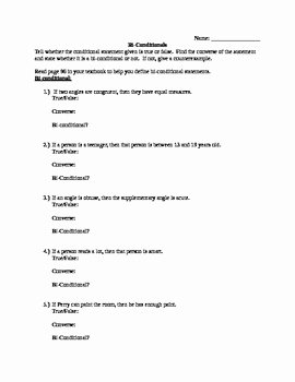 Conditional Statement Worksheet Geometry Awesome Geometry Biconditional Worksheet with Answer Key by Max