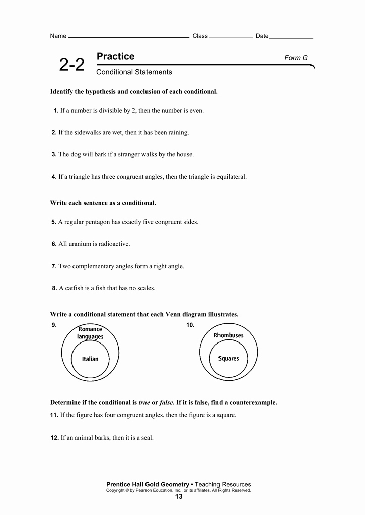 Conditional Statement Worksheet Geometry Fresh Geometry Conditional Statements Worksheet with Answers