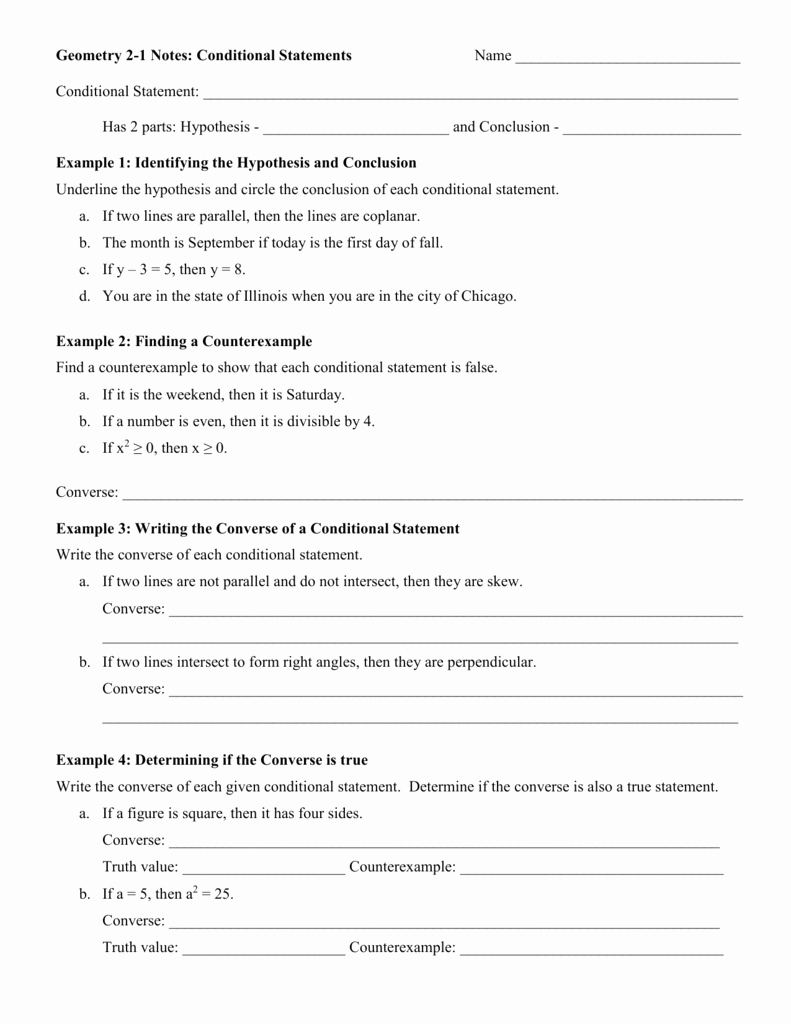 Conditional Statements Worksheet with Answers Awesome Counterexample Worksheet