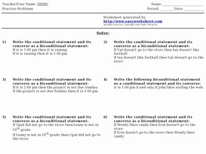 Conditional Statements Worksheet with Answers Beautiful Biconditional Statements Lesson Plans & Worksheets