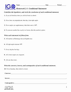 Conditional Statements Worksheet with Answers Lovely Geometry Conditional Statements Worksheet with Answers