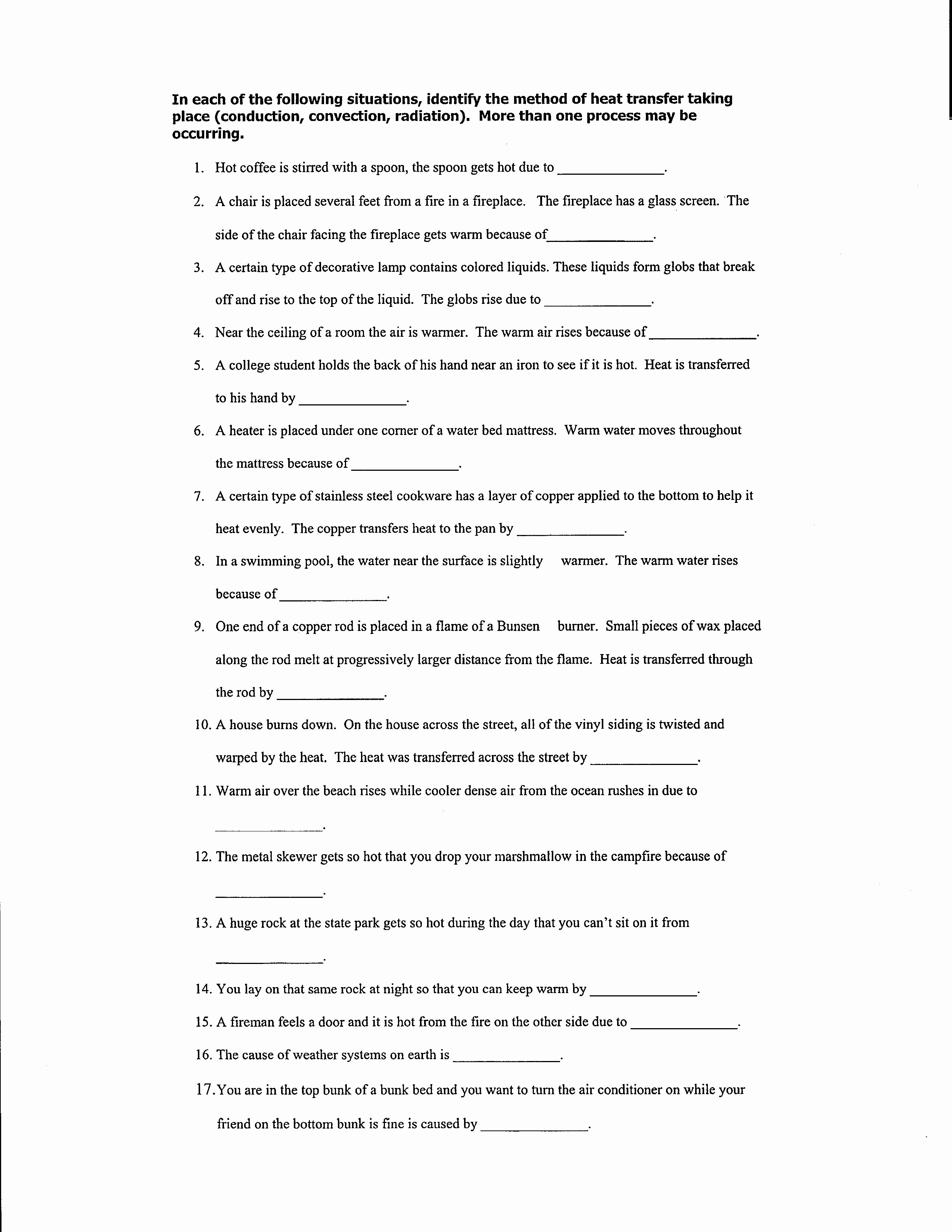 Conduction Convection Radiation Worksheet New assignments Mr foreman S 7th and 8th Grade Classes