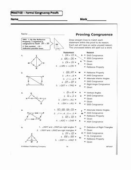 Congruent Triangles Worksheet Answer Key New Geometry Unit 8 Congruent Triangles 2 Column Proofs Sss