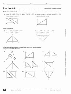 Congruent Triangles Worksheet Answers Fresh Practice 4 6 Congruence In Right Triangles 10th 12th