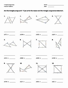 Congruent Triangles Worksheet Answers Inspirational Triangle Congruence Worksheet Practice Problems by Dr