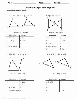 Congruent Triangles Worksheet with Answer Beautiful Geometry Worksheet Triangle Congruence Proofs by My
