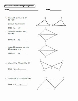 Congruent Triangles Worksheet with Answer Elegant Geometry Unit 8 Congruent Triangles Informal Proofs Sss