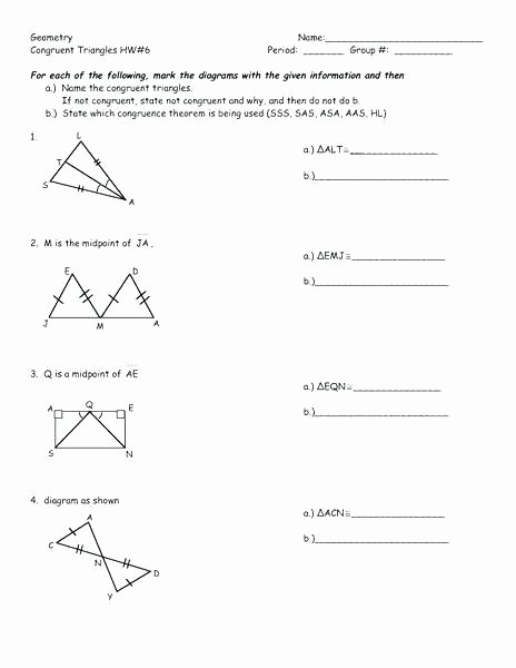 Congruent Triangles Worksheet with Answer Lovely Worksheet Congruent Triangles Sss and Sas Answers