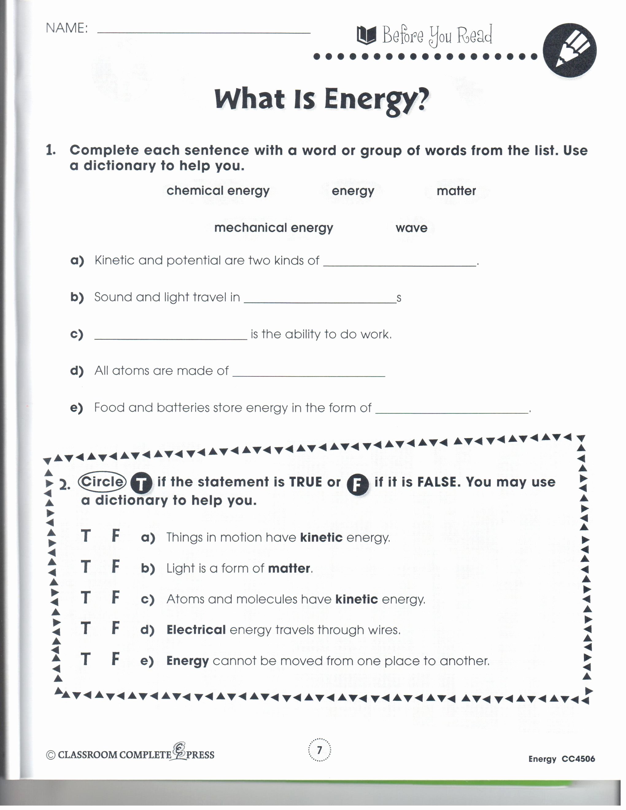 Mechanical Energy Worksheet With Answers