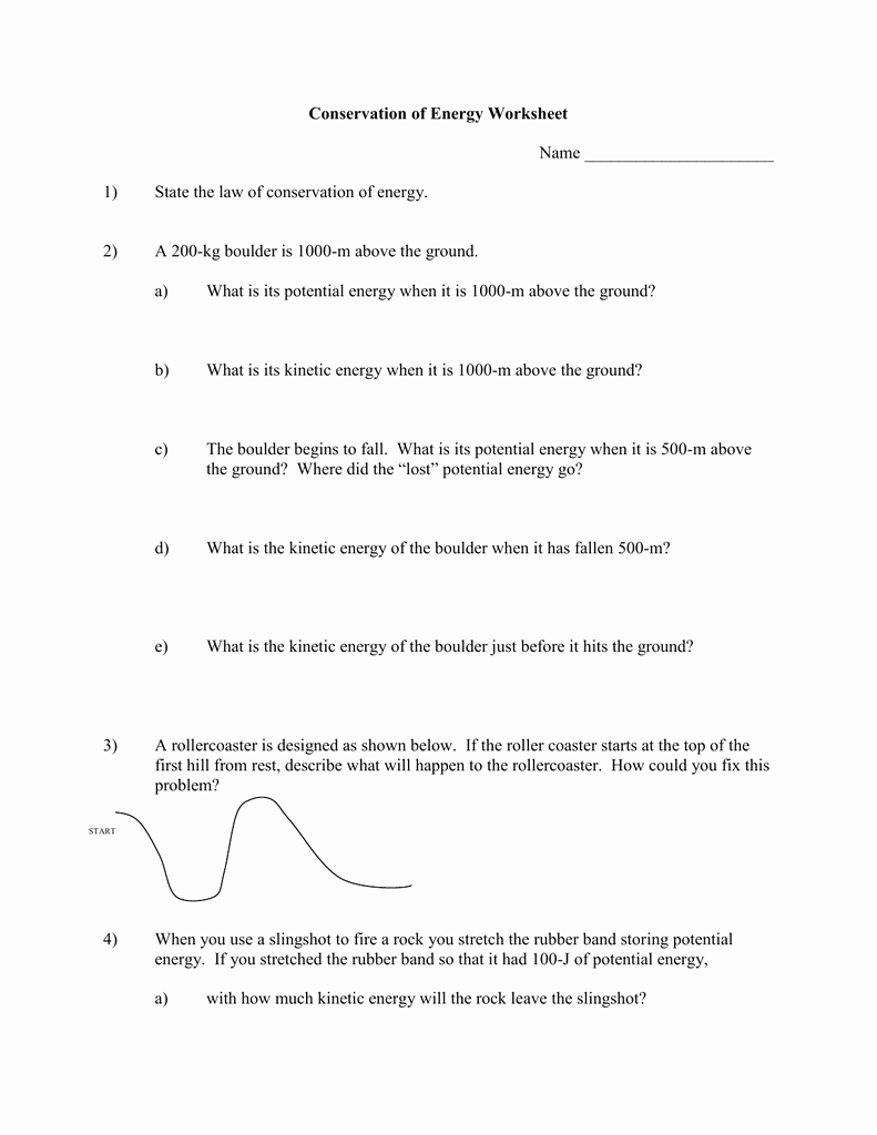 Conservation Of Energy Worksheet Answers Lovely Physical Science Worksheet Conservation Energy 2
