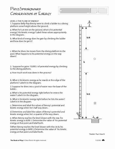 Conservation Of Energy Worksheet Answers Luxury Phyzspringboard Conservation Of Energy Worksheet for 10th