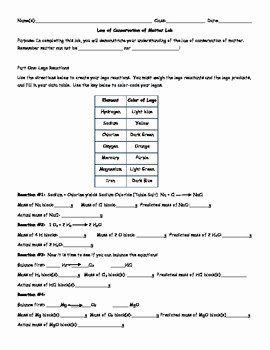Conservation Of Mass Worksheet New Law Of Conservation Of Mass Matter Lego Lab by Mrs V