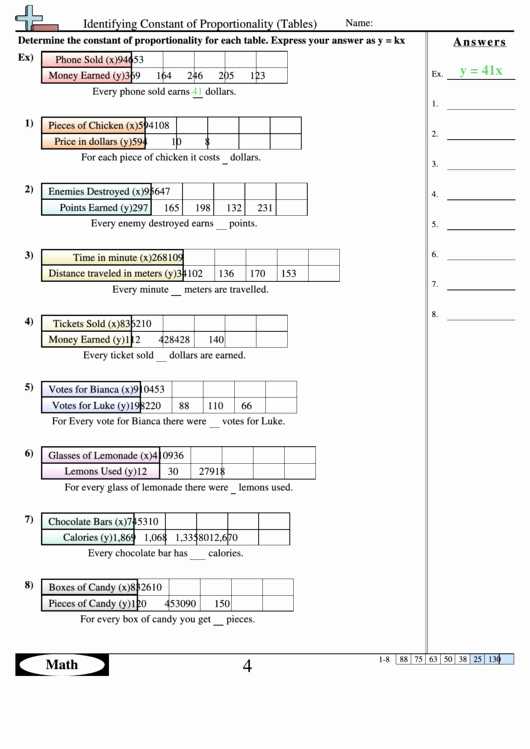 50 Constant Of Proportionality Worksheet