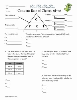 Constant Rate Of Change Worksheet Fresh Constant Rate Of Change Distance formula D = Rt Notes and