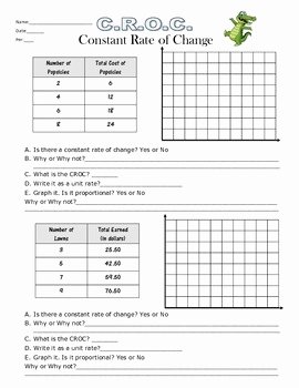 Constant Rate Of Change Worksheet Lovely Constant Rate Of Change Practice Sheet 7 4a by A Math