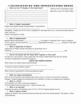 Constitutional Principles Worksheet Answers Unique Seven Principles the Constitution Worksheet Answers
