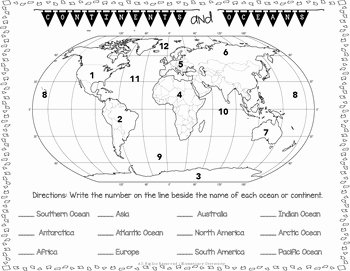 Continents and Oceans Worksheet Beautiful Label the Continents and Oceans social Stu S sol 3 5 by