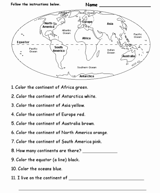 50 Continents and Oceans Worksheet – Chessmuseum Template Library