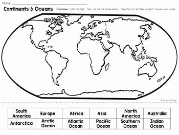 Continents and Oceans Worksheet Elegant Label the Continents and Oceans Cut and Paste by Jh
