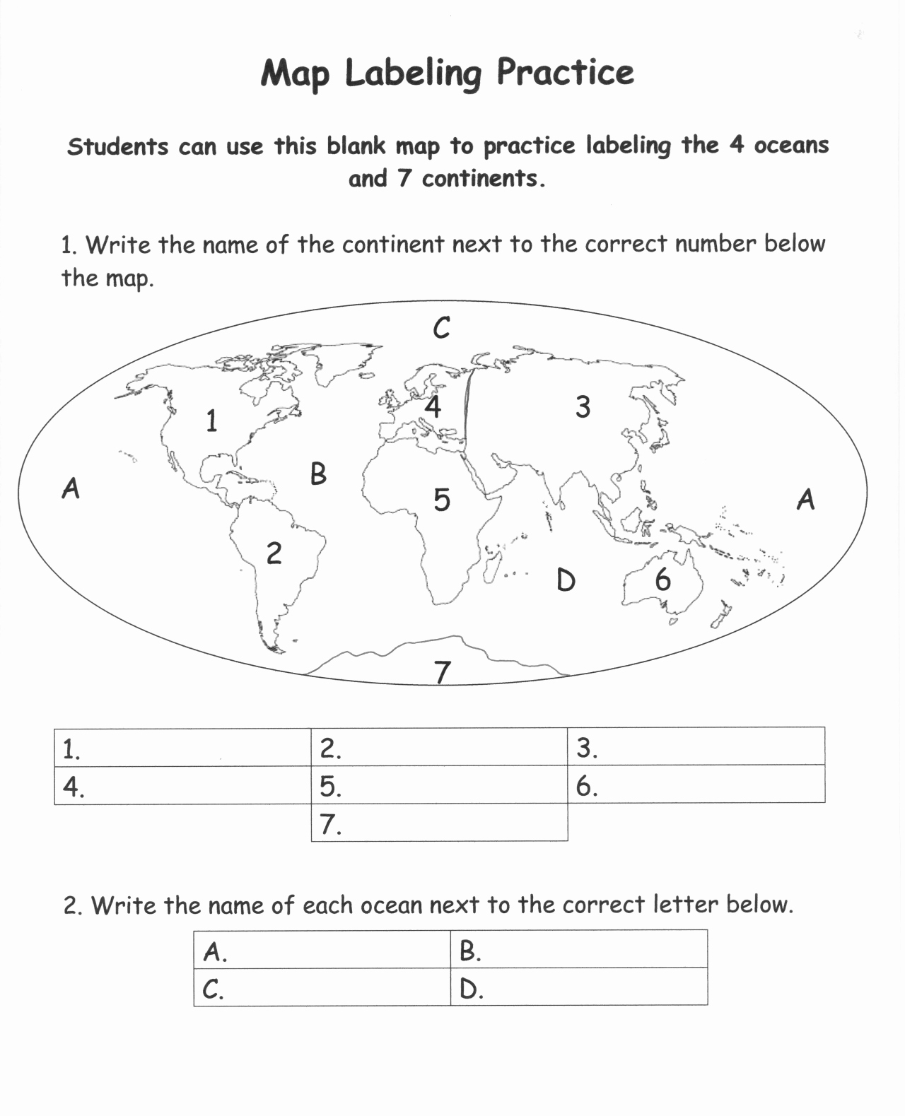 Label The Oceans Worksheet