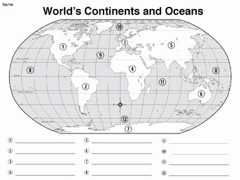 Continents and Oceans Worksheet Elegant World Map World S Continents &amp; Oceans Mapping Activity