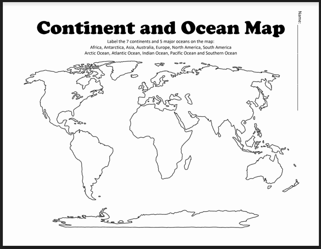 50 Continents And Oceans Worksheet