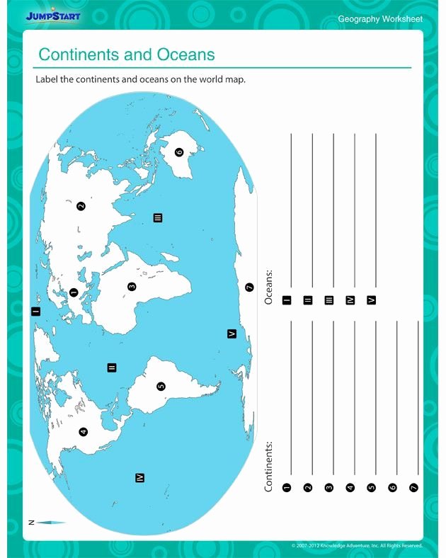 Continents and Oceans Worksheet Fresh Continents and Oceans Free Printable Geography