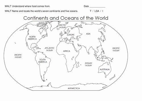Continents and Oceans Worksheet Inspirational Continents and Oceans Worksheet Key Stage 1 Year 2