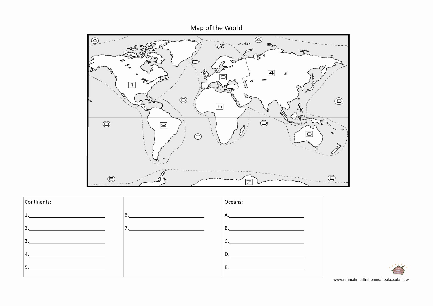 Continents and Oceans Worksheet Inspirational Geography Continents and Oceans Worksheet