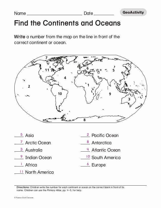 50 Continents and Oceans Worksheet Chessmuseum Template Library