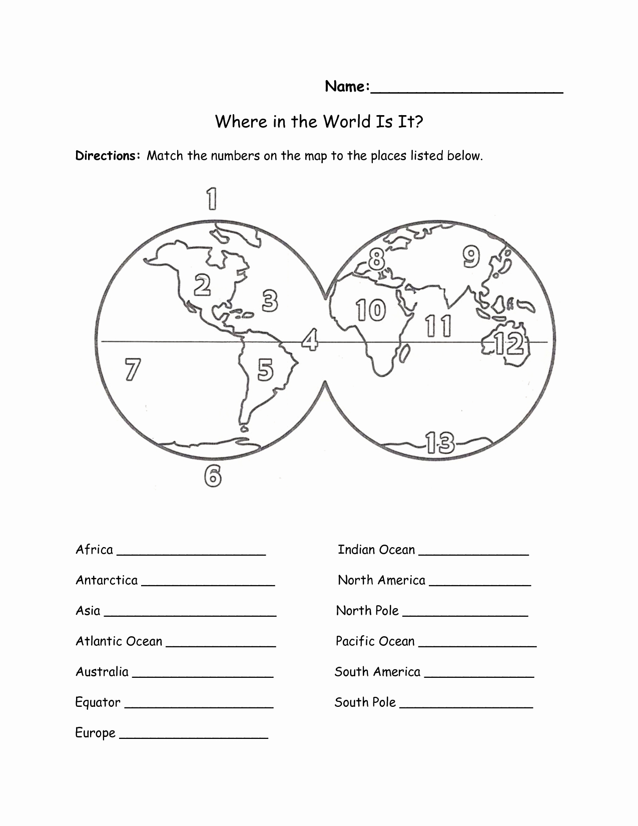 Continents and Oceans Worksheet Luxury Label Continents Oceans Worksheet Continents and Oceans