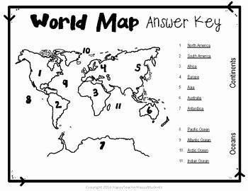 Continents and Oceans Worksheet Luxury World Map World Map Quiz and Map Worksheet 7 Continents
