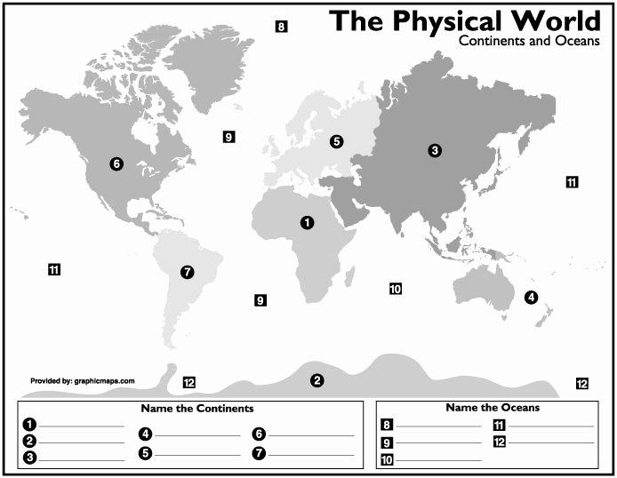 Continents and Oceans Worksheet New World Geography Maps to Label Geography