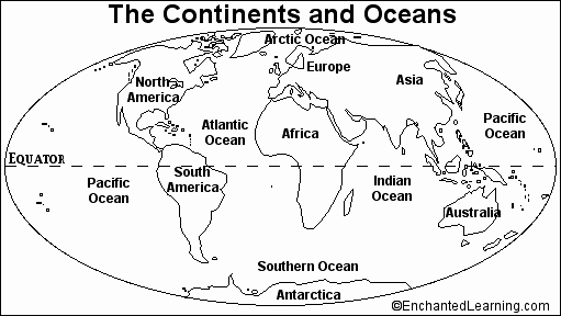 Continents and Oceans Worksheet Pdf Best Of Continents and Oceans Quiz Printout Enchantedlearning