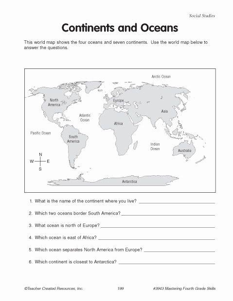 Continents and Oceans Worksheet Pdf Inspirational Geography Ocean Worksheets