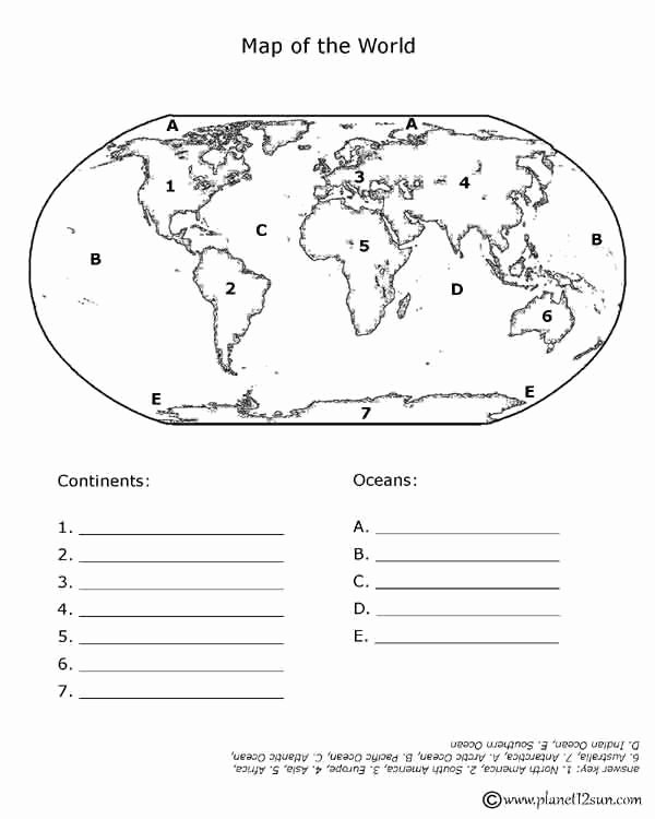 Continents and Oceans Worksheet Pdf New Free Printables for Kids