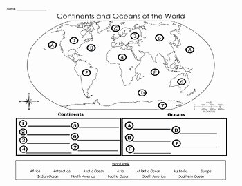 Continents and Oceans Worksheet Pdf Unique Continents and Oceans Labeling Test by Fun and Fabulous In