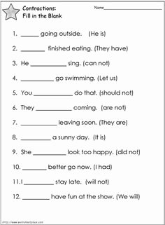 Contractions Worksheet 2nd Grade Awesome Contractions Worksheet 1st Grade