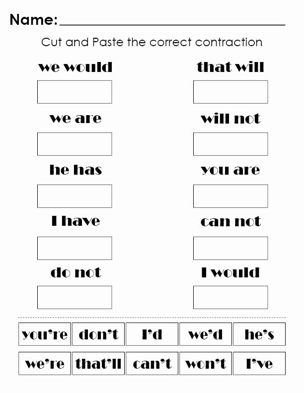 Contractions Worksheet 2nd Grade Elegant Free Printable Contraction Worksheets – Supplyme